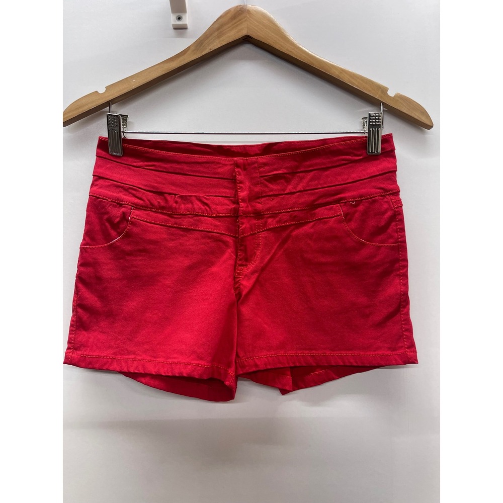 True Rock Womens Red Nylon Stretch Shorts Size 13/14 Multi Tiered Waistband